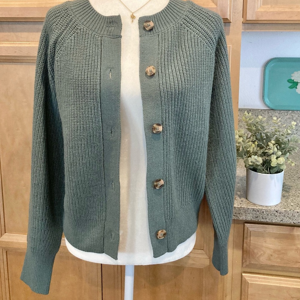Banana Republic Olive Green Button-Up Cardigan